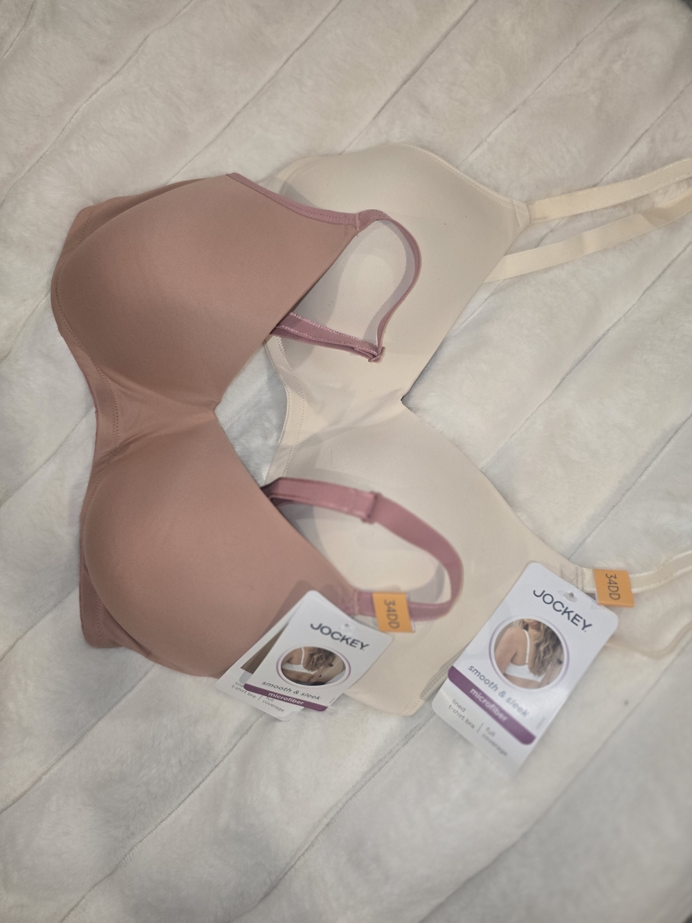 Jockey Smooth T-Shirt Bras in Dusty Rose & Nude 34DD